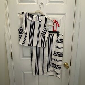 mahina Black and White Striped Two-Piece Set